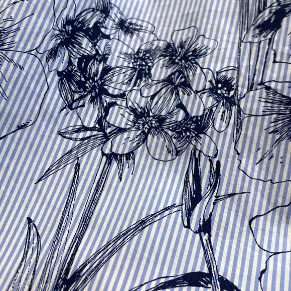 J McLaughlin floral pattern striped button up top - Picture 2 of 5